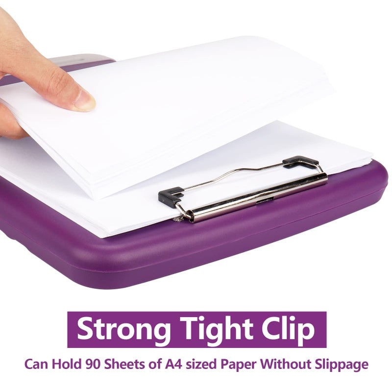 SFLHHDM Clipboard with Storage A4 Binder Clipboard with Pen Holder Nursing Clipboard Clip Boards 8.5x11 with Storage-Side Open Storage Clipboard with Low Profile Clip Clipboards for Office Supplies-Purple - Image 3